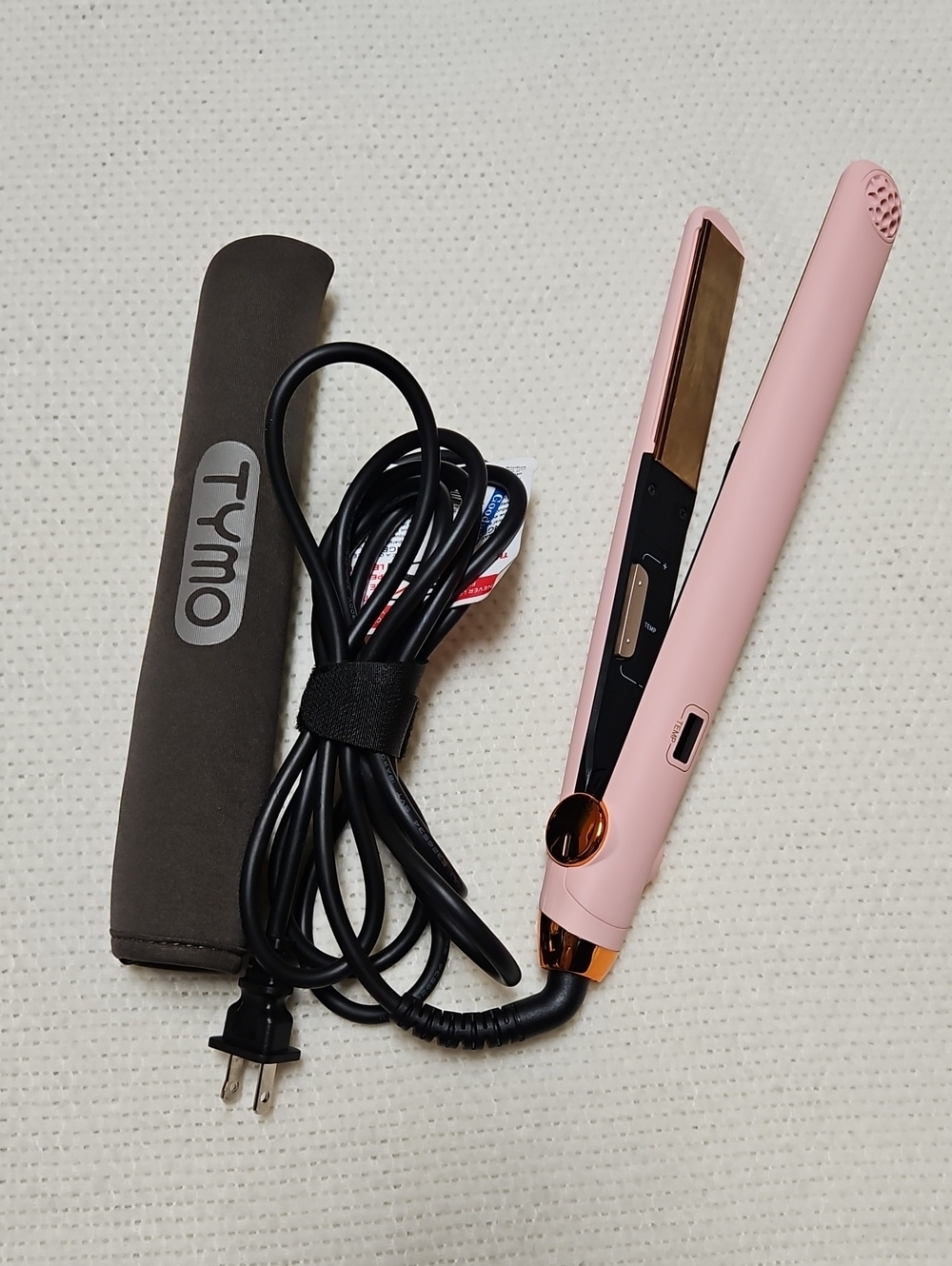 Tymo Pink Ceramic Hair Straightener with Rose Gold Accents